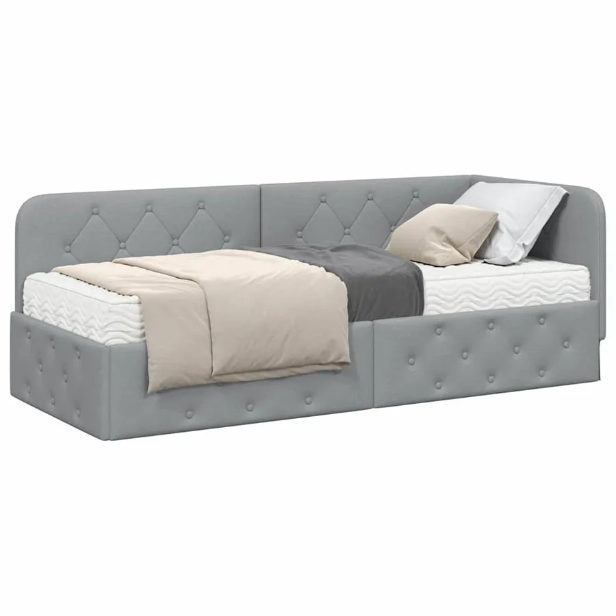 Cadre de lit d'angle Gris clair 80 x 200 cm tissu - 3