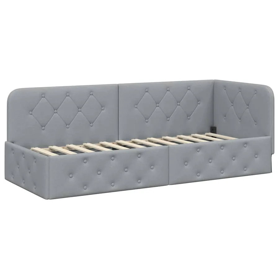 Cadre de lit d'angle Gris clair 80 x 200 cm tissu - 6
