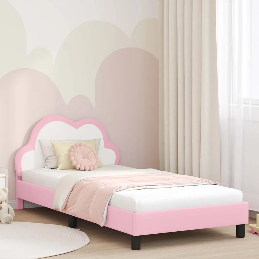 Cadre de lit pour enfants avec tête de lit Rose 80 x 200 cm PU