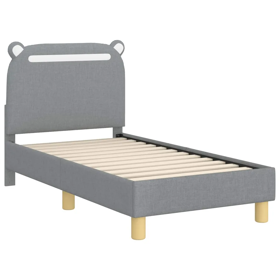 Cadre de lit pour tout-petit avec tête de lit Gris clair Tissu - 4