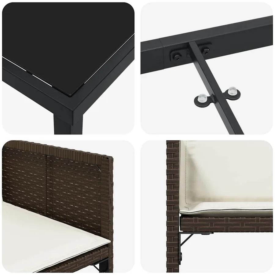 Ensemble de salle à manger pour jardin 9 pcs Marron polyrotin - 9