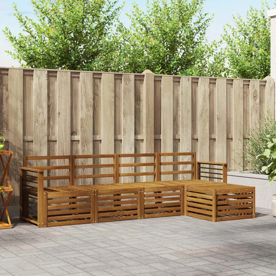Ensembles de canapés 5 pcs Naturel Bois d'Acacia Massif