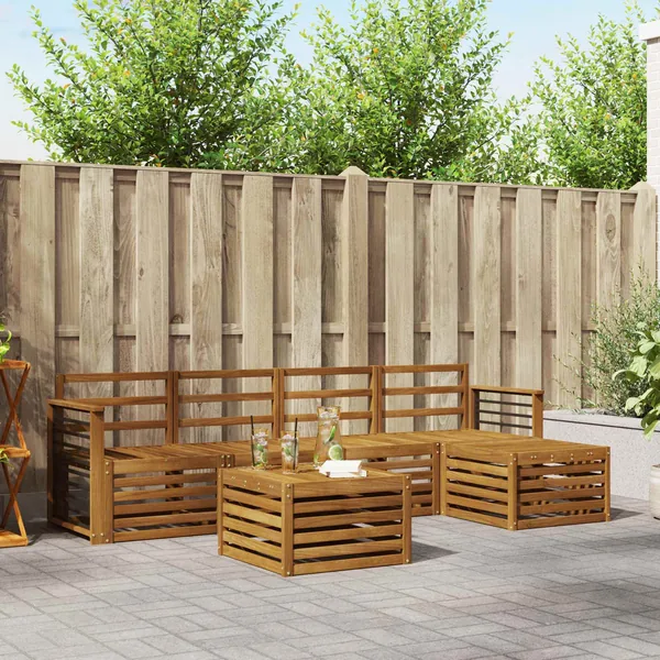 Ensembles de canapés 6 pcs Naturel Bois d'Acacia Massif