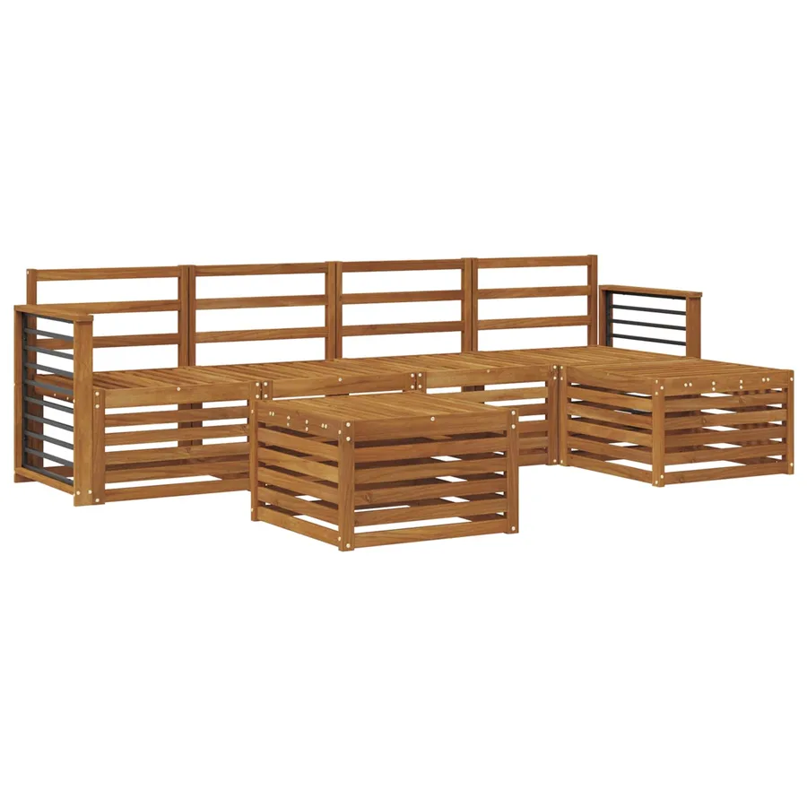 Ensembles de canapés 6 pcs Naturel Bois d'Acacia Massif - 2