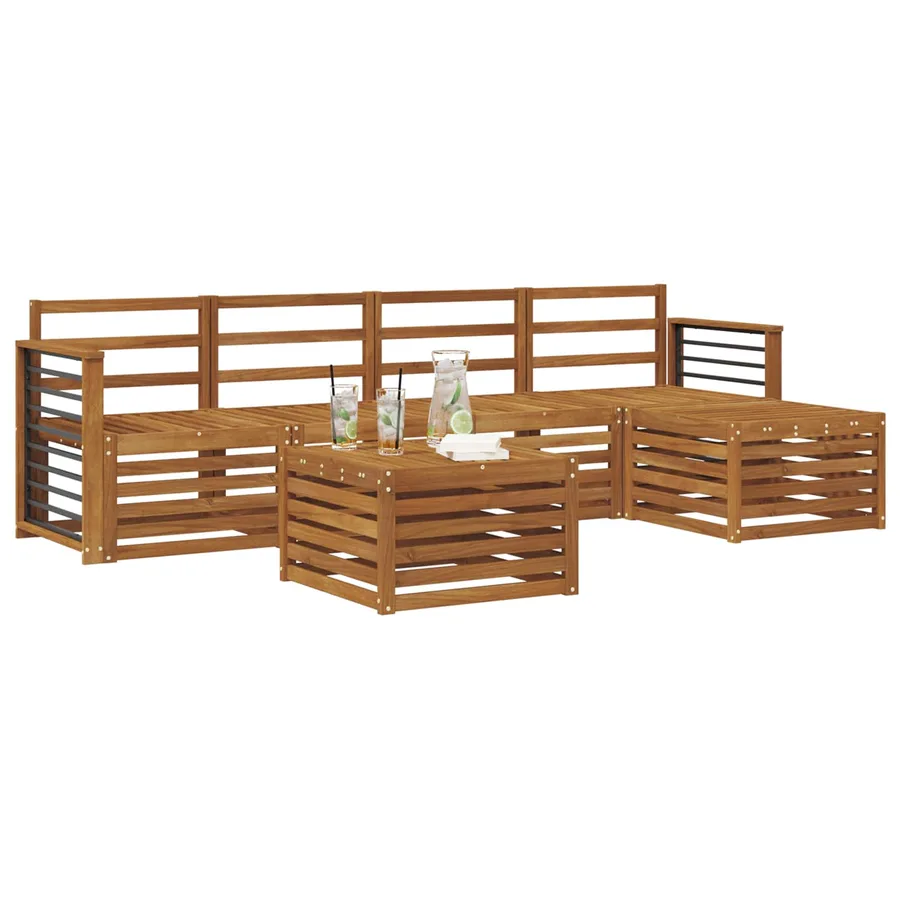 Ensembles de canapés 6 pcs Naturel Bois d'Acacia Massif - 3