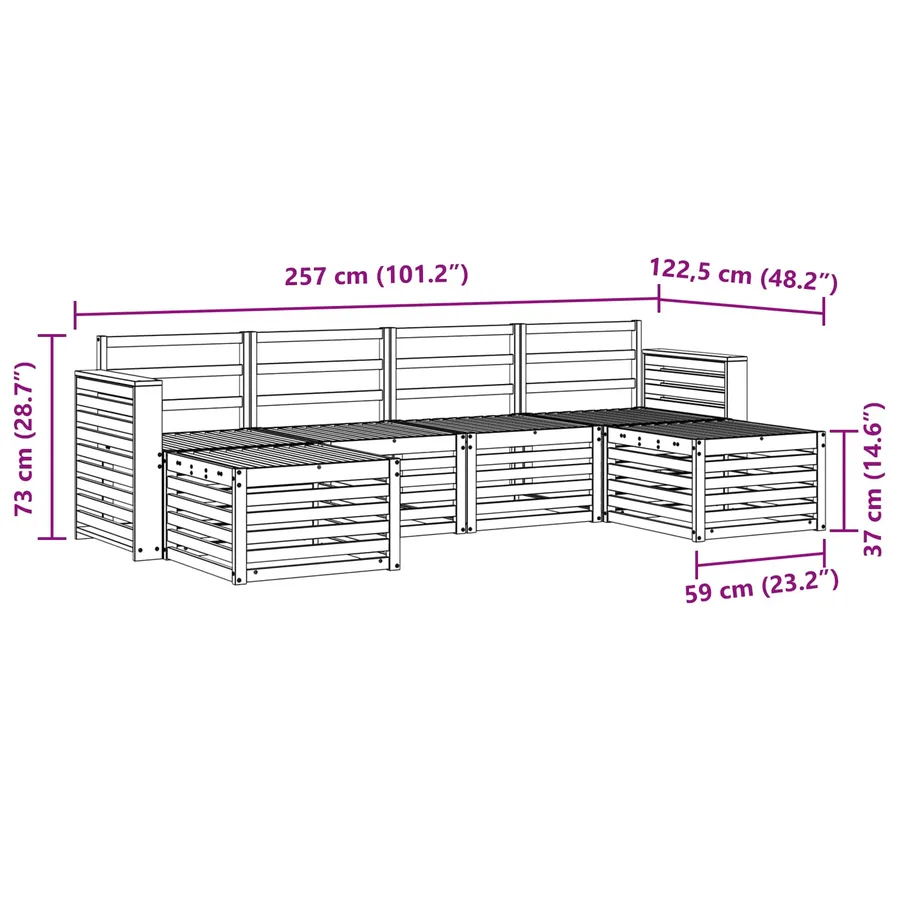 Ensembles de canapés 6 pcs Naturel Bois d'Acacia Massif - 8