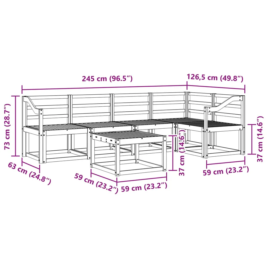Ensemble de canapés d'extérieur 6 pcs Naturel - 11