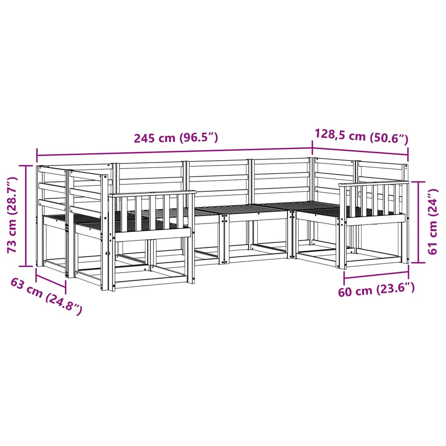 Ensemble de canapés d'extérieur 6 pcs Naturel - 7