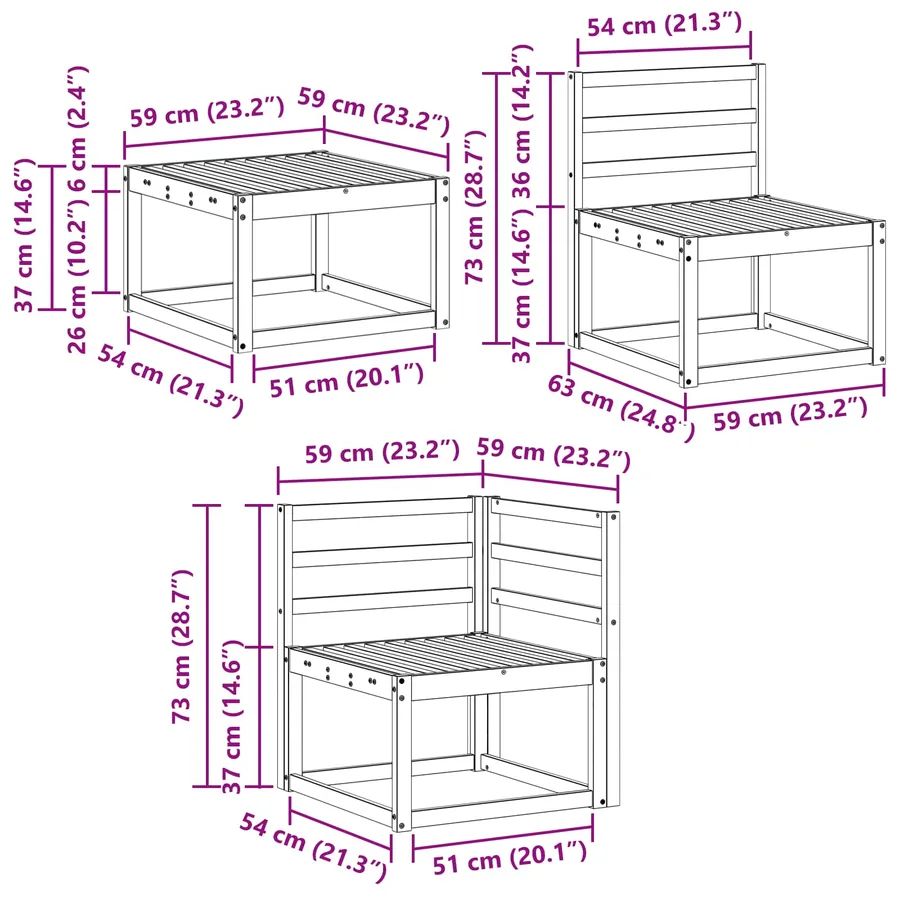 Ensemble de canapés d'extérieur 6 pcs Naturel - 8