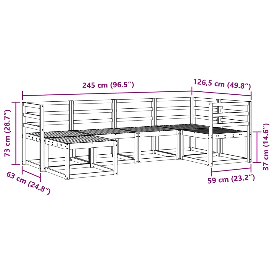 Ensemble de canapés d'extérieur 6 pcs Naturel - 9