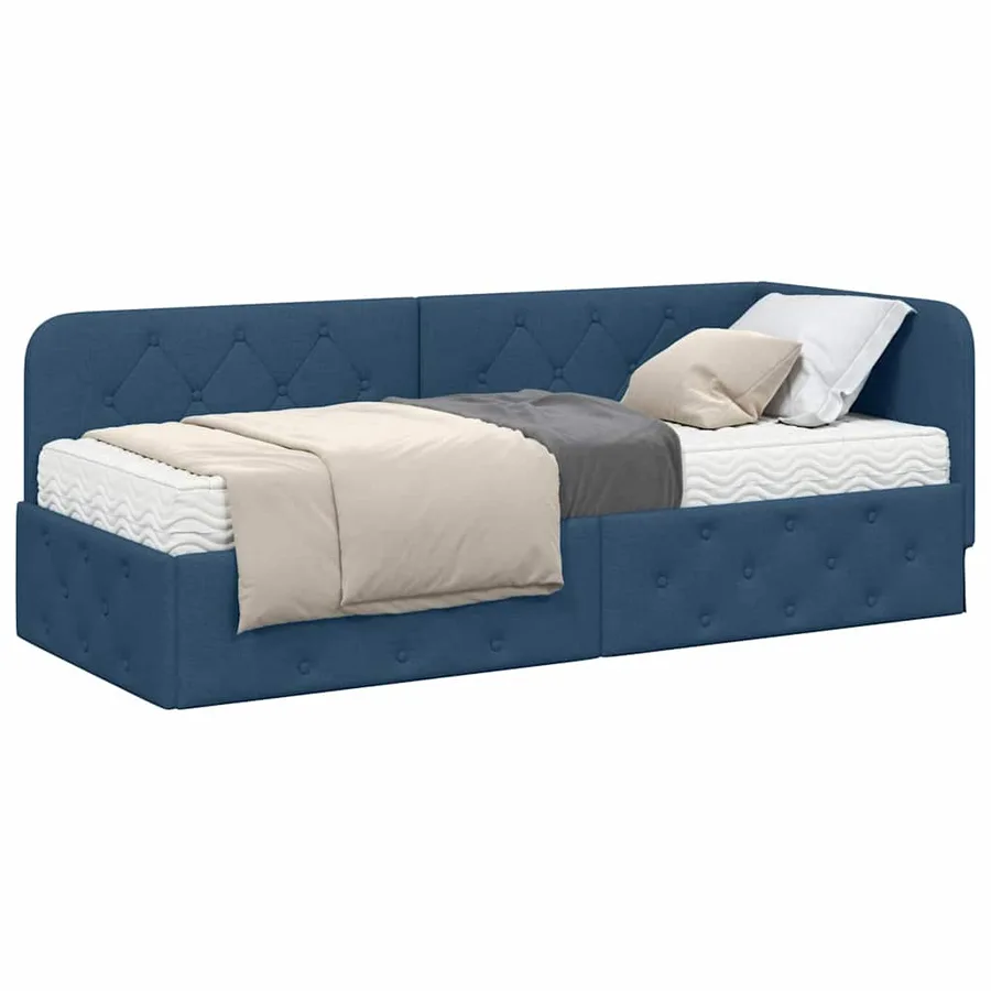 Cadre de lit d'angle Bleu 80 x 200 cm tissu - 3