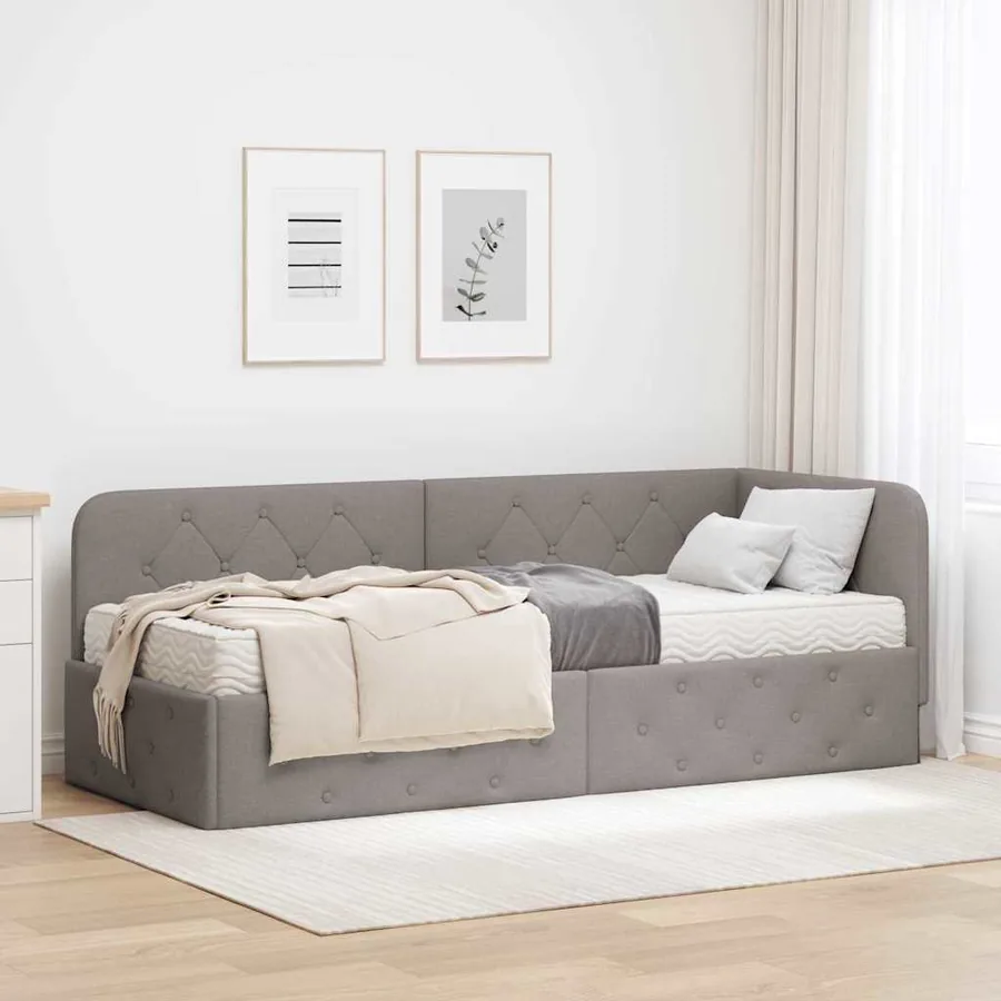 Cadre de lit d'angle Taupe 80 x 200 cm tissu