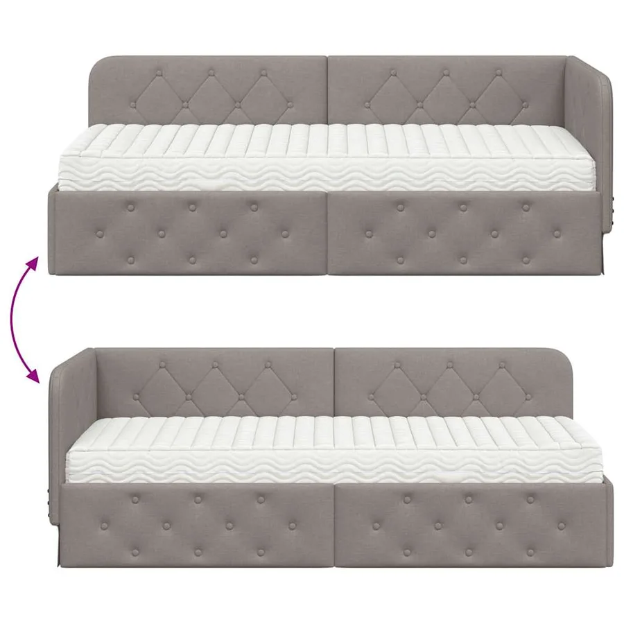 Cadre de lit d'angle Taupe 80 x 200 cm tissu - 12
