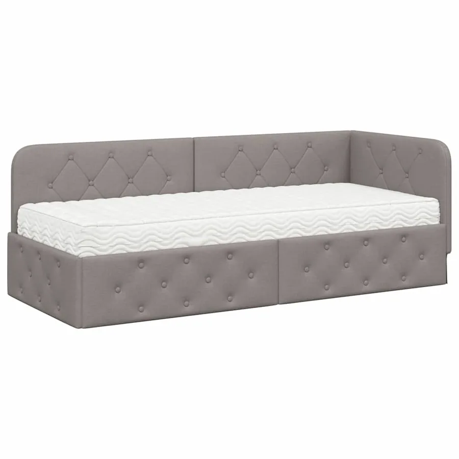 Cadre de lit d'angle Taupe 80 x 200 cm tissu - 2