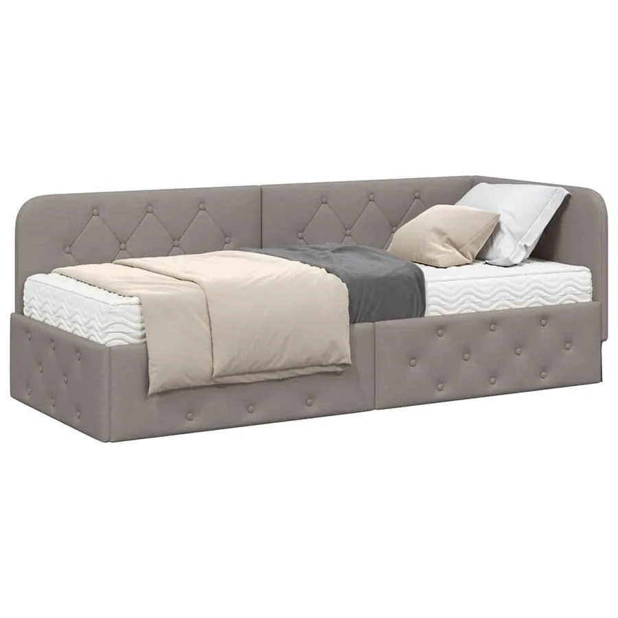 Cadre de lit d'angle Taupe 80 x 200 cm tissu - 3