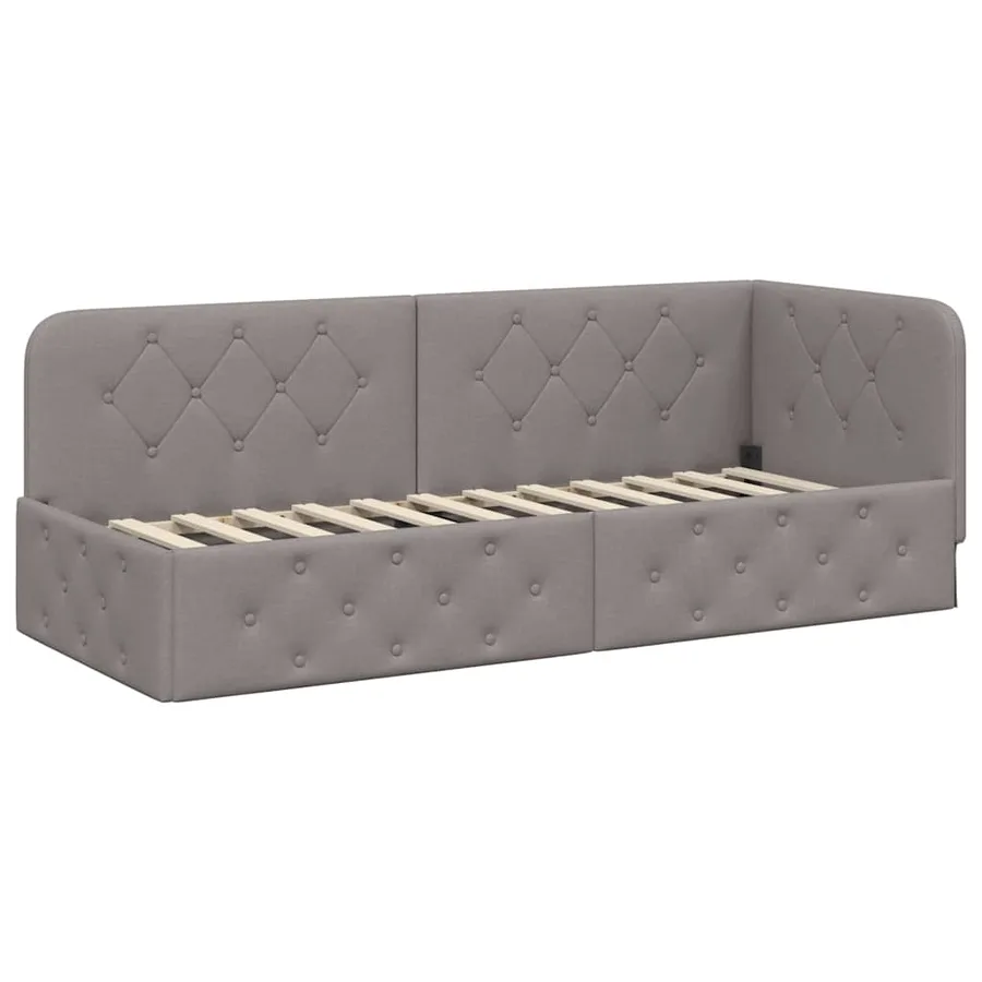 Cadre de lit d'angle Taupe 80 x 200 cm tissu - 6