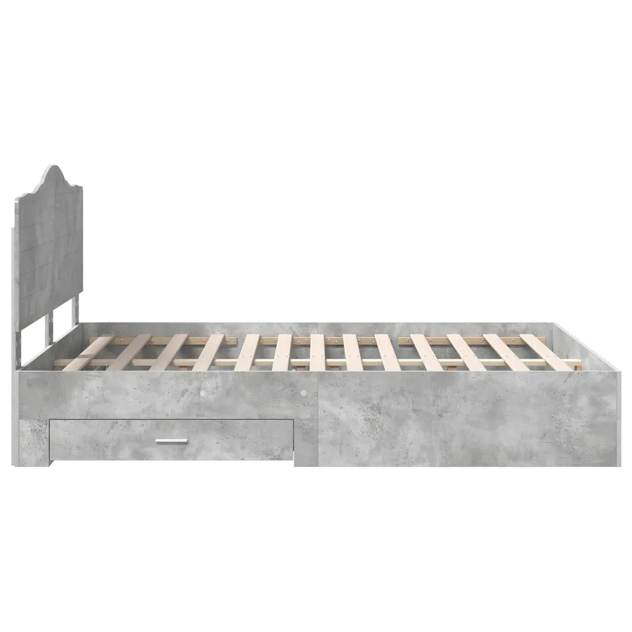 Cadre de lit Gris béton 150 x 200 cm Bois d'ingénierie - 9