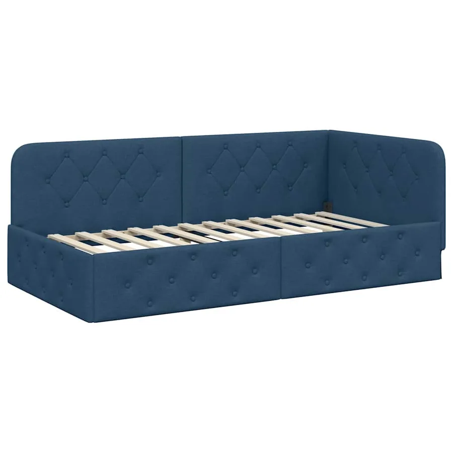 Cadre de lit d'angle Bleu 100 x 200 cm tissu - 2