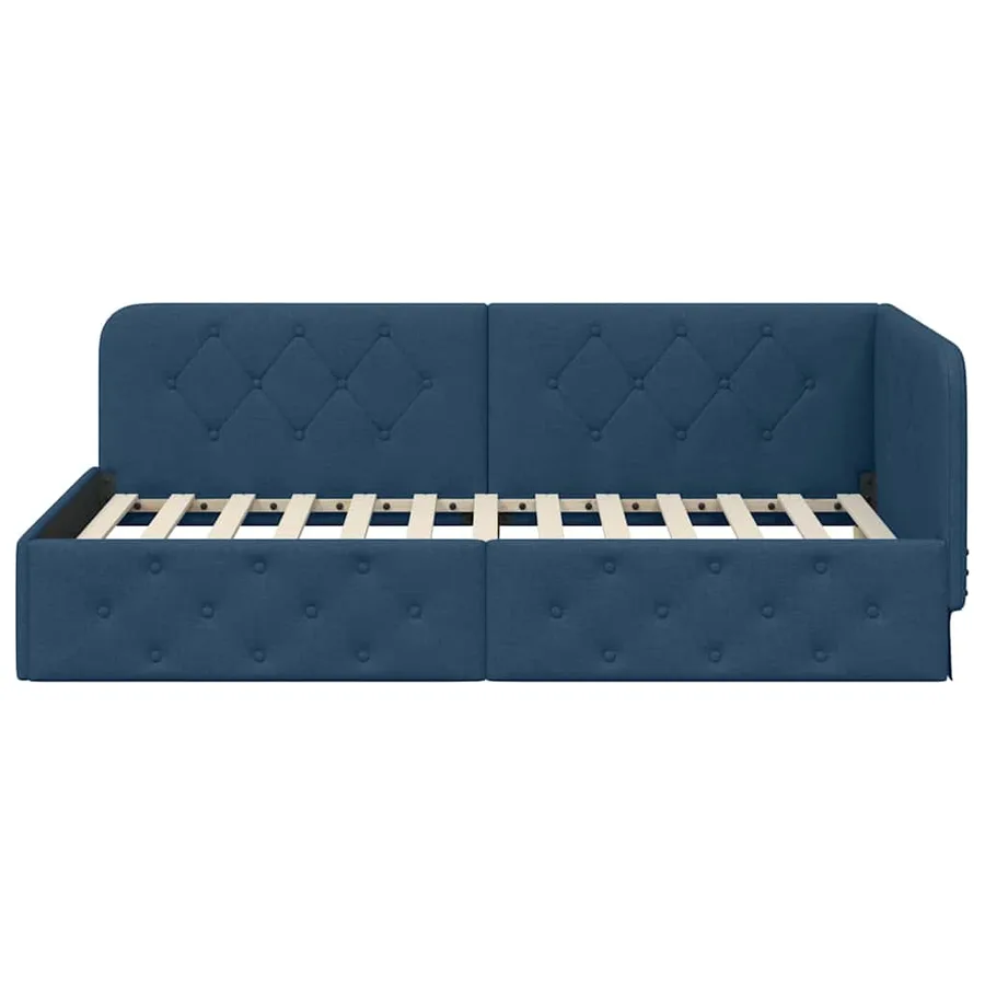 Cadre de lit d'angle Bleu 100 x 200 cm tissu - 5