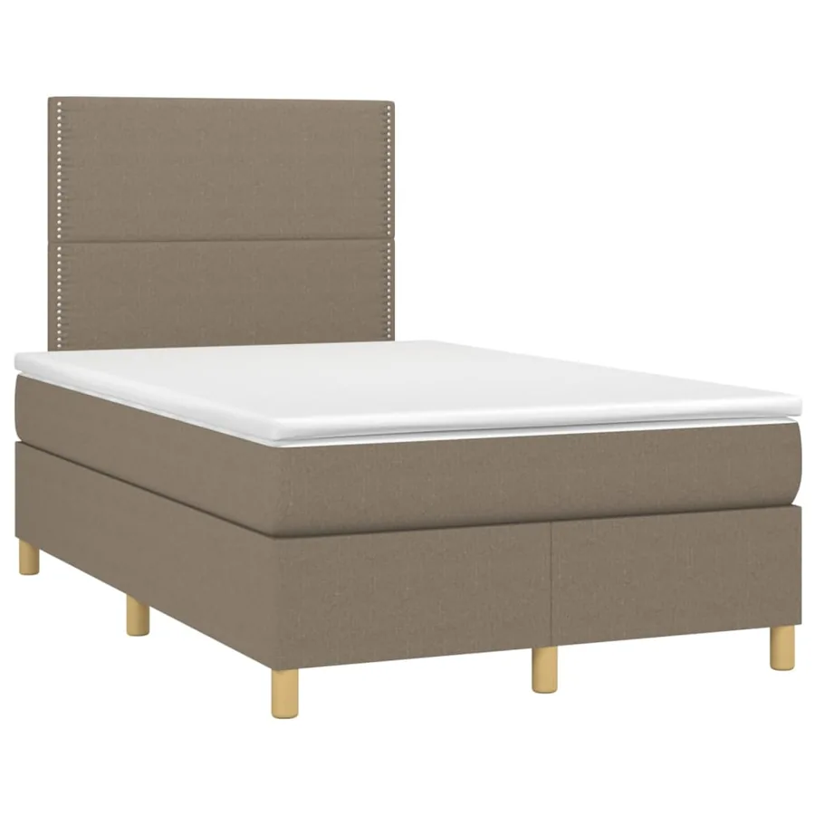 Sommier à lattes de lit et matelas et LED Taupe 120x200cm Tissu - 3