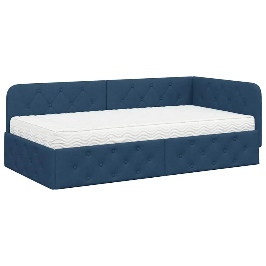 Cadre de lit d'angle Bleu 100 x 200 cm tissu - 2