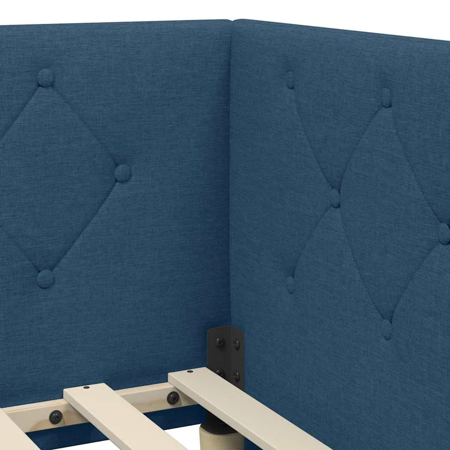 Cadre de lit d'angle Bleu 100 x 200 cm tissu - 8