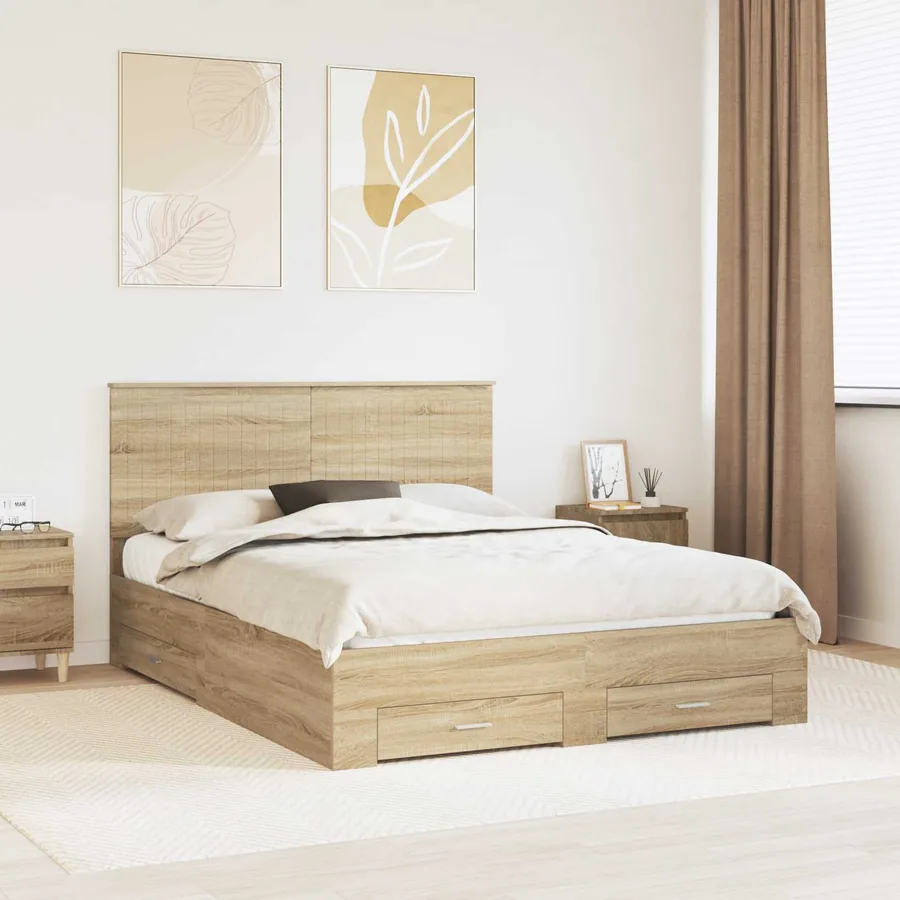 Cadre de lit Chêne Sonoma 150 x 200 cm Bois d'ingénierie