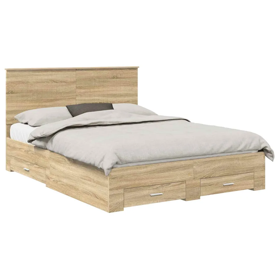 Cadre de lit Chêne Sonoma 150 x 200 cm Bois d'ingénierie - 2