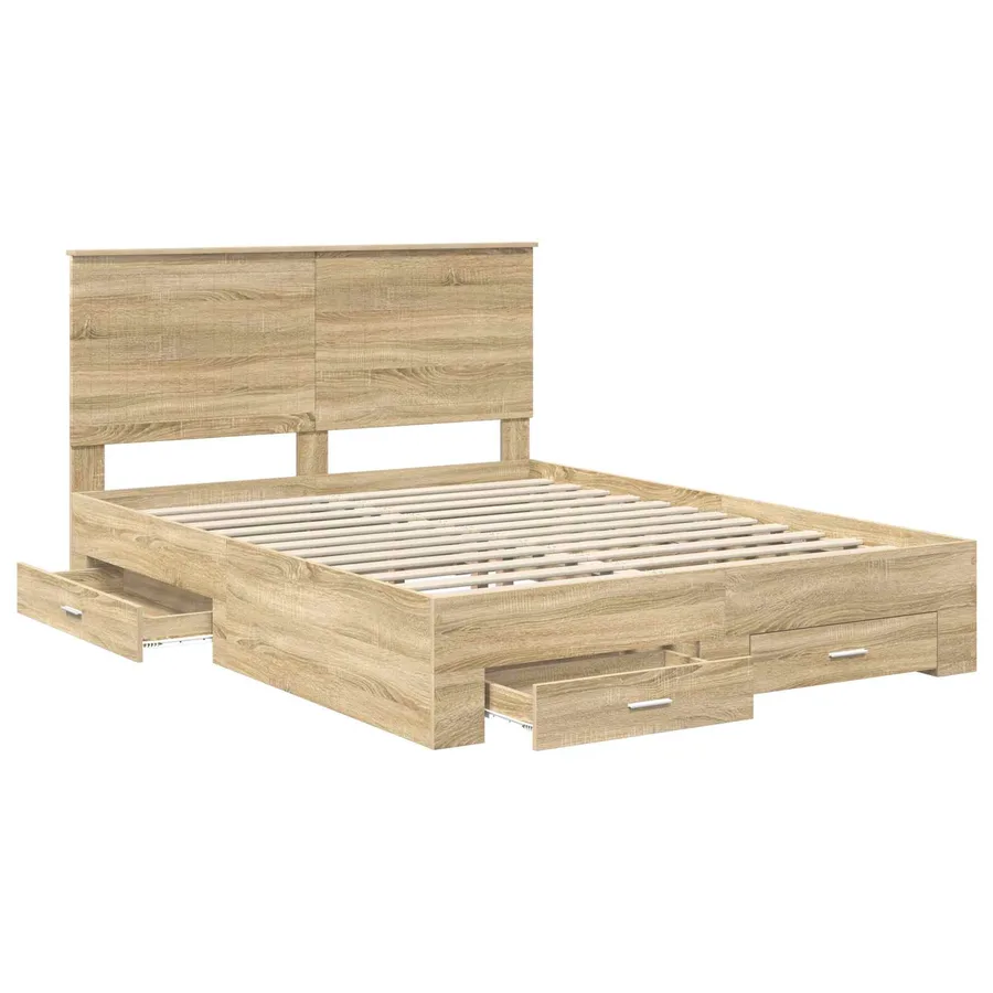 Cadre de lit Chêne Sonoma 150 x 200 cm Bois d'ingénierie - 5