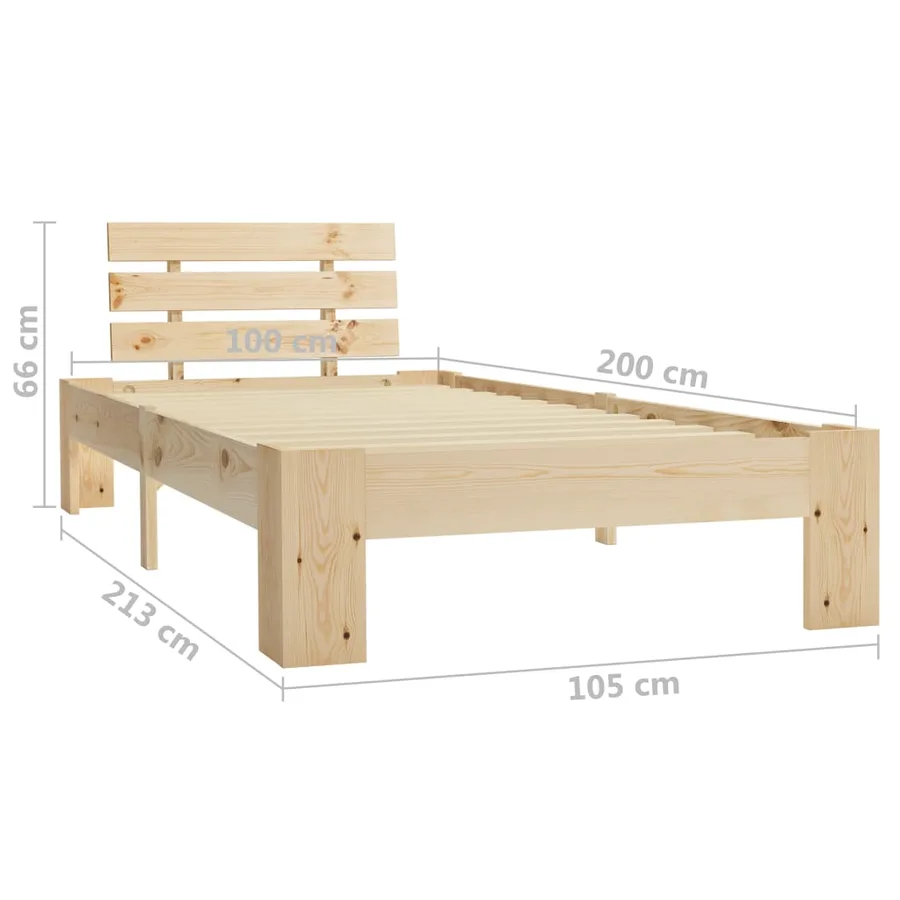 Cadre de lit sans matelas bois massif de pin 100x200 cm - 7