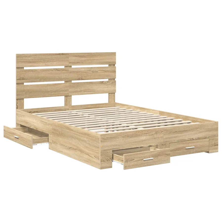 Cadre de lit Chêne Sonoma 150 x 200 cm Bois d'ingénierie - 5