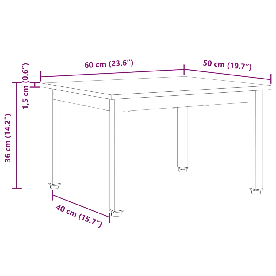 Table basse Blanc 60 x 50 x 36 cm Bois de pin massif - 11