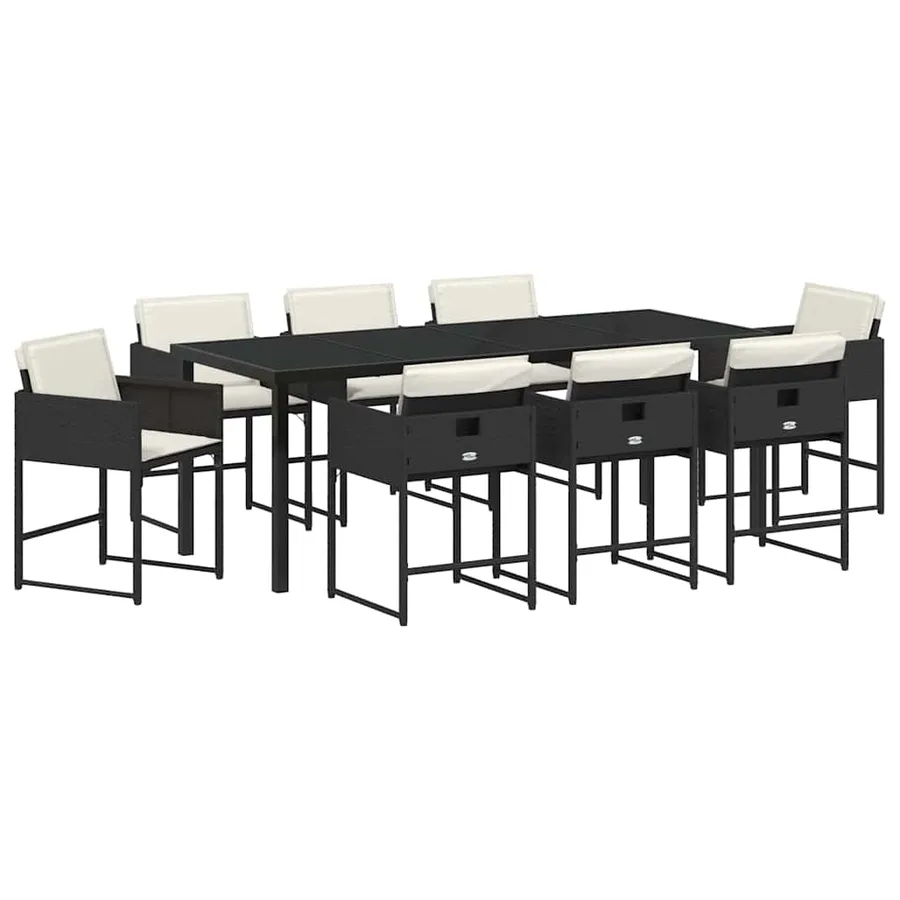 Ensemble de salle à manger pour jardin 9 pcs Noir polyrotin - 2