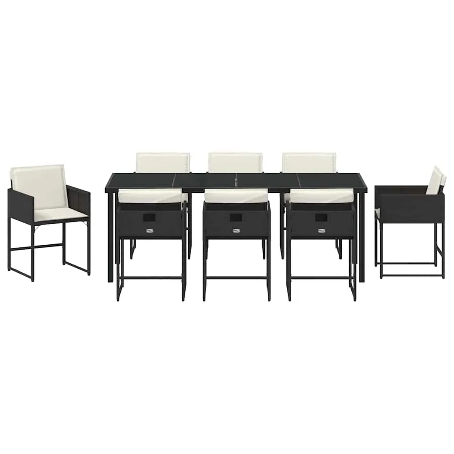 Ensemble de salle à manger pour jardin 9 pcs Noir polyrotin - 7
