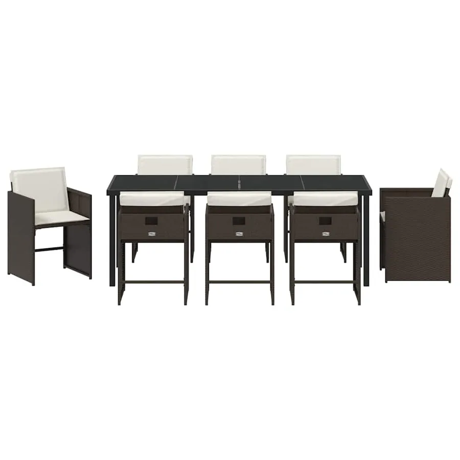 Ensemble de salle à manger pour jardin 9 pcs Marron polyrotin - 7