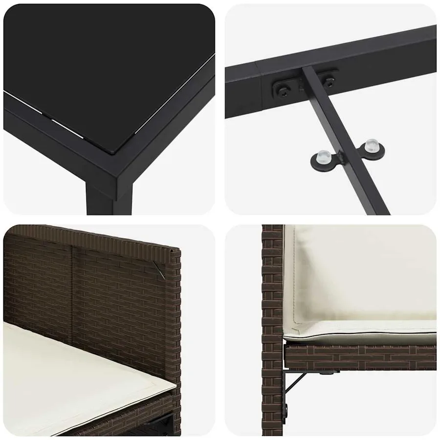 Ensemble de salle à manger pour jardin 9 pcs Marron polyrotin - 9