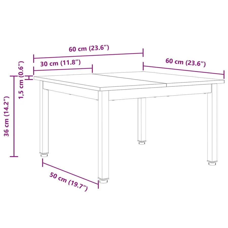 Table basse Blanc 60 x 60 x 36 cm Bois de pin massif - 11