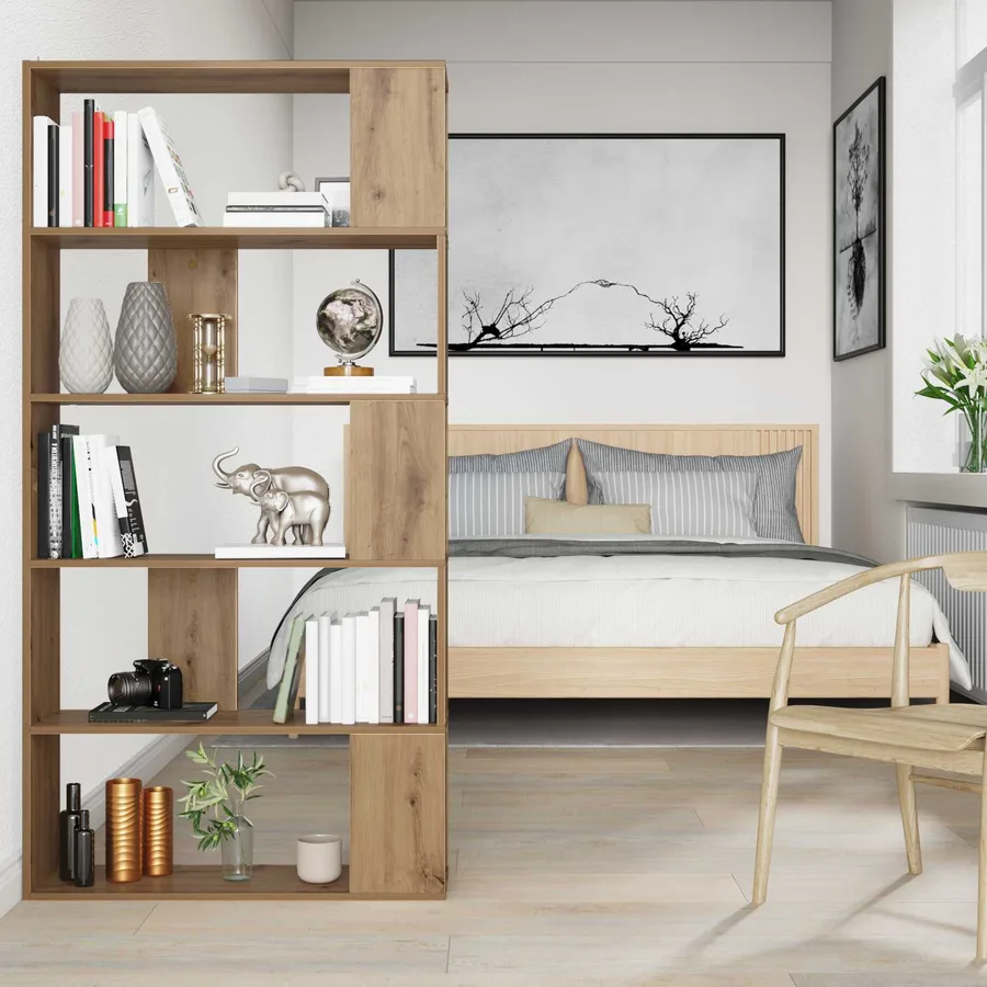Bibliothèque 80 x 24 x 159 cm Bois d'ingénierie Chêne artisanal - 4