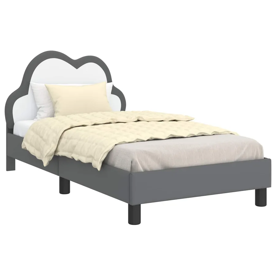 Cadre de lit pour enfants avec tête de lit Gris clair PU - 2