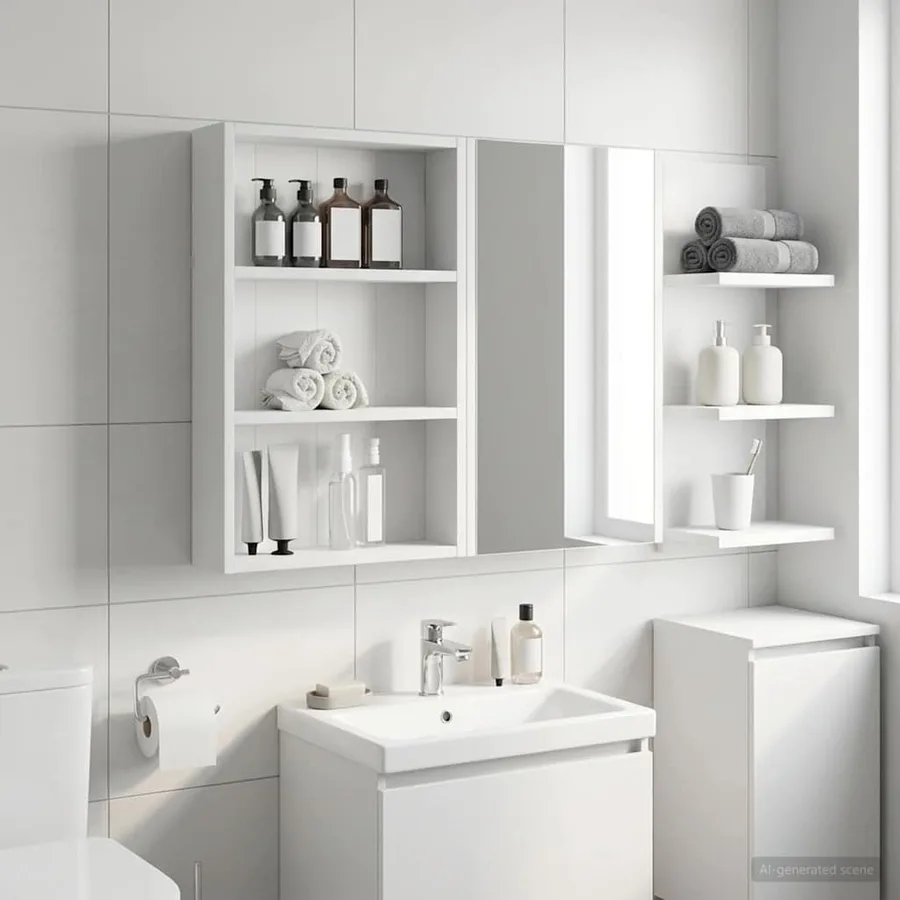 Armoire murale de salle de bain Blanc 40 x 10 x 60,5 cm - 5