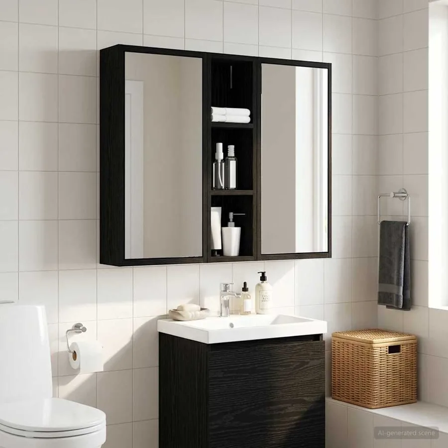 Armoire murale de salle de bain Chêne Noir 20 x 14 x 70 cm - 5