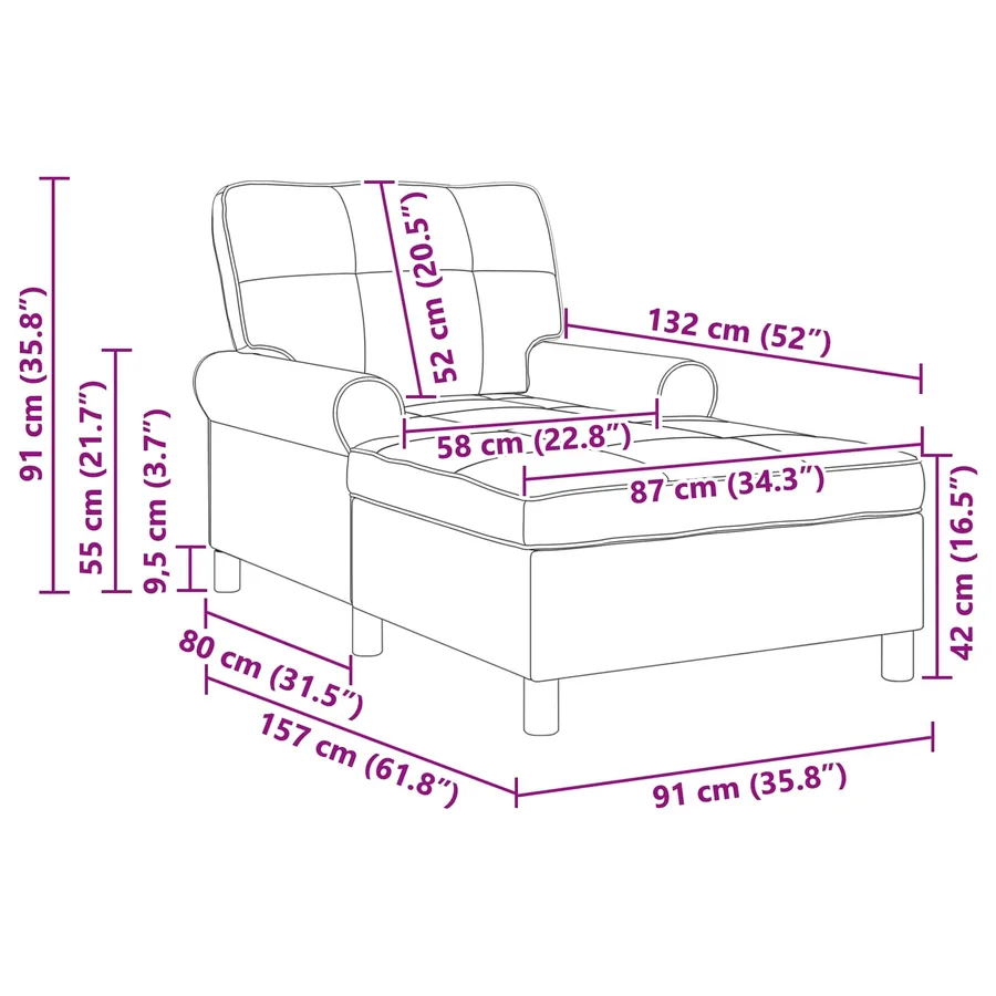 Chaise longue avec coussin Gris clair 91 x 157 x 91 cm Velours - 11