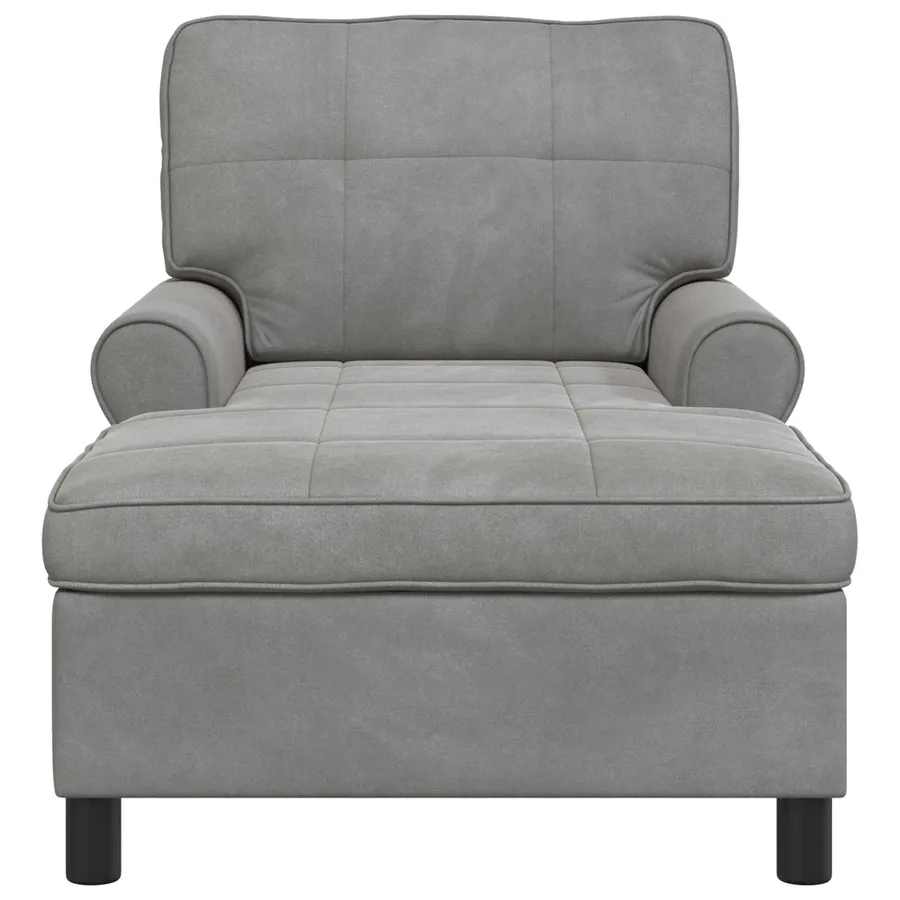 Chaise longue avec coussin Gris clair 91 x 157 x 91 cm Velours - 4