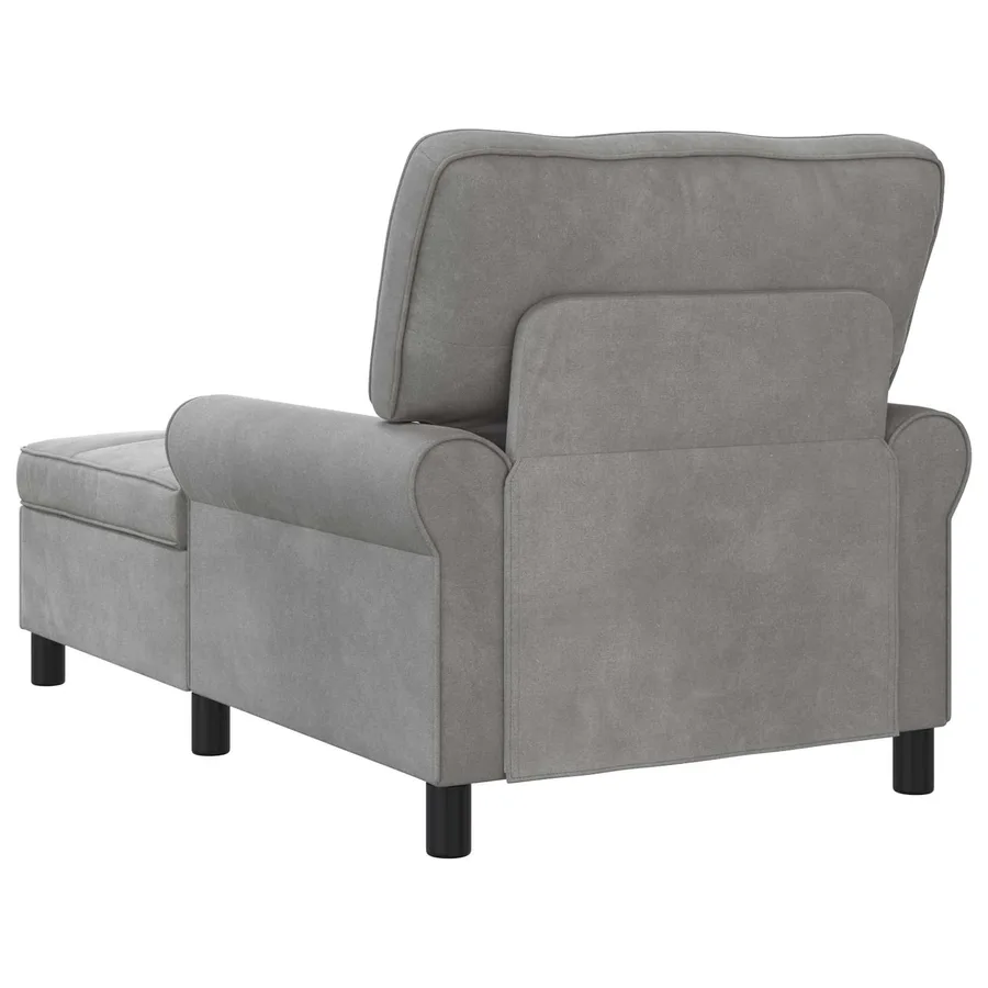 Chaise longue avec coussin Gris clair 91 x 157 x 91 cm Velours - 6
