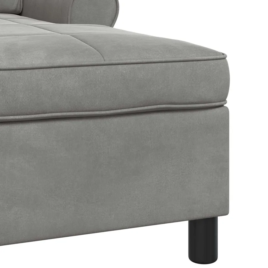 Chaise longue avec coussin Gris clair 91 x 157 x 91 cm Velours - 7