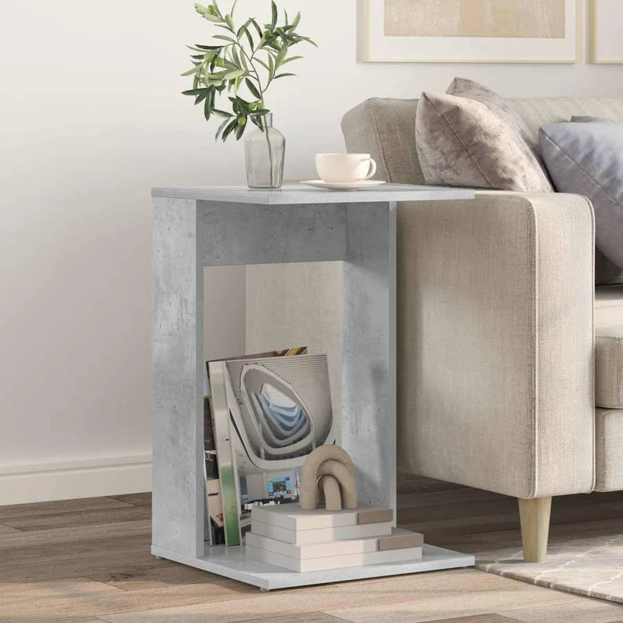 Table d'appoint Gris béton 40 x 38 x 62,5 cm Bois d'ingénierie