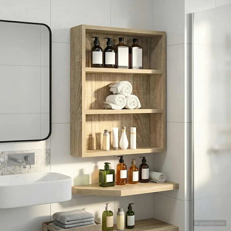 Armoire murale de salle de bain Chêne Sonoma 40 x 10 x 50 cm - 5