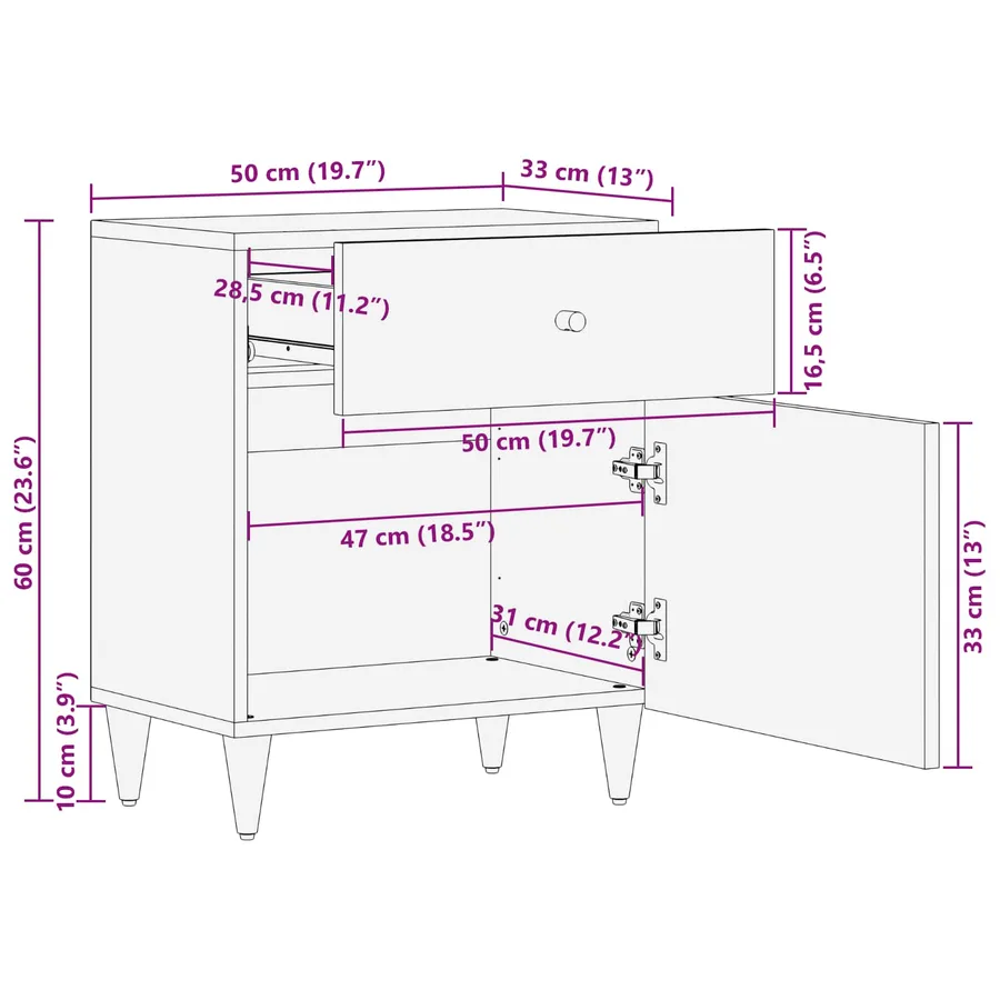 Table de chevet avec tiroir Multicolore 50 x 33 x 60 cm - 11
