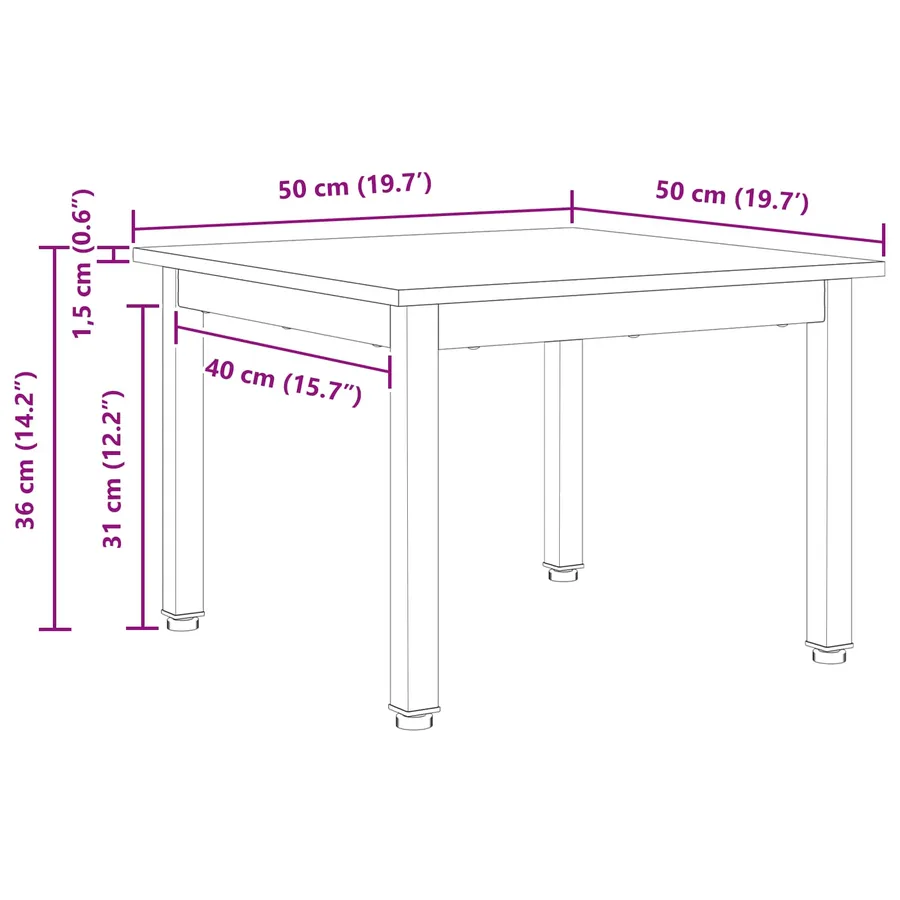 Table basse Naturel 50 x 50 x 36 cm Bois de pin massif - 11