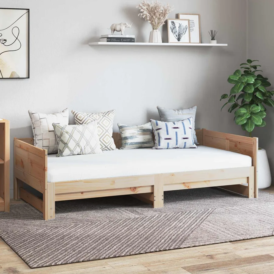 Lit Pull-out de Jour Naturel 180 x 200 cm Pin massif
